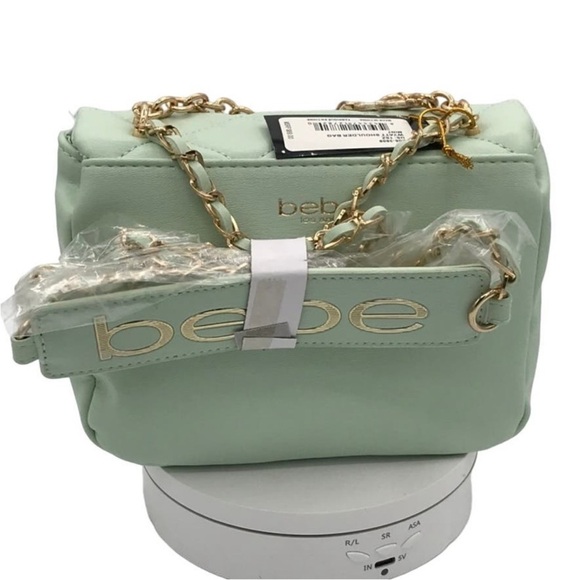 bebe Mint Green Quilted Shoulder Bag with Gold Accents - Picture 3 of 9